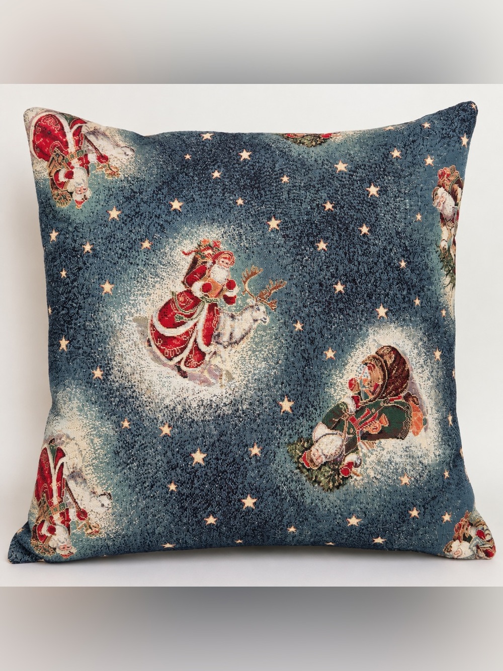 Caldeira Santa Reindeer Christmas Tapestry Feather Pillow 20x20 Made UK New